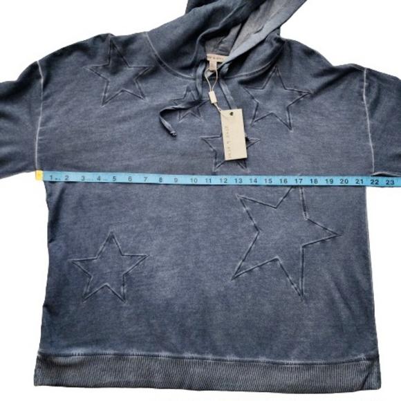 Grey & Gray Faded Blue Demin Embroidered Hoodie Size L - Picture 12 of 13